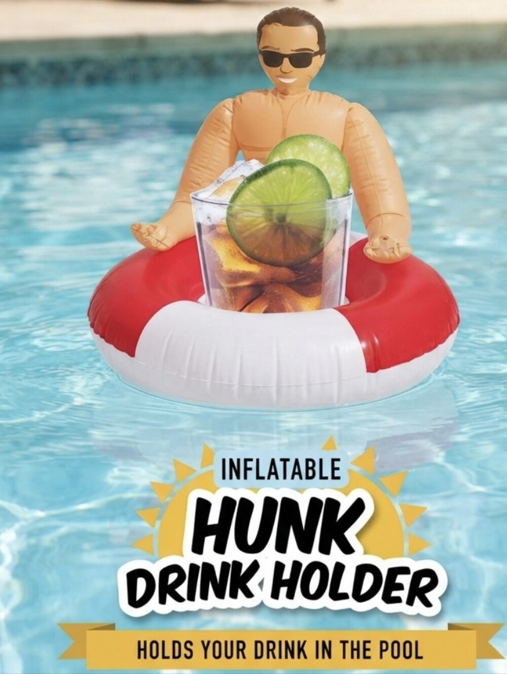 Inflatable Hunk Drink Holder Novelty Funny Float Pool